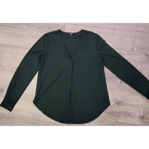 Premise Studio Womens Tops Size Small V‎ Neck Long Sleeve Emerald Green Blouse